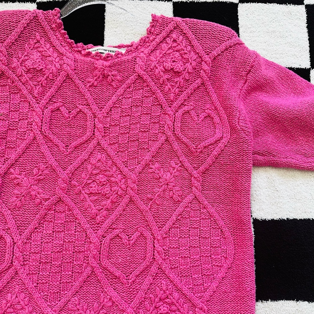 Vintage 80s Chunky Knit Heart Sweater